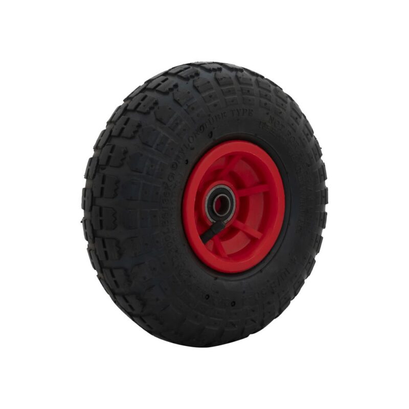 Steekwagenwiel 4.10/3.50-4 asgat 16 mm met kunststof rode velg